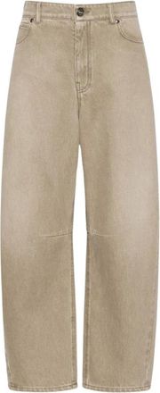 Max Mara Jeans met 5 zakken - Dames - Loose Fit Jeans - Beige - XS - Katoen - Jeans