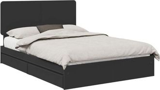 vidaXL Storage Bed with Headboard Black 150 x 200 cm Engineered Wood vidaXL