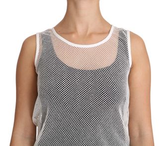 Dolce & Gabbana Womens White Net Transparent Sleeveless Tank Top Cotton