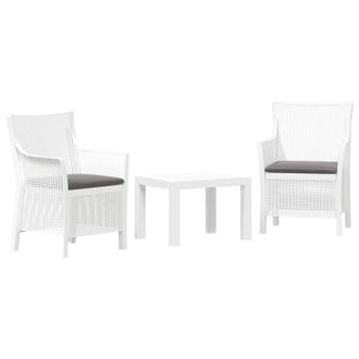 vidaXL Juego De Sal&oacute;n Con Coj&iacute;n 3 Pcs Blanco Pp Vidaxl
