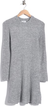 b.young Ribbed Knit Long Sleeve Sweater Dress in Mid Grey Melange at Nordstrom Rack, Size X-Small