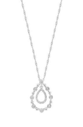 Effy Sterling Silver Diamond Orbital Teardrop Pendant Necklace at Nordstrom Rack, Size 18