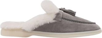 Scarosso Knusse Tassel Muilezels met Shearling - Dames - Slip ons - Grijs - 37 1/2 EU - Leer - Schoenen