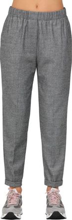 Rosso35 Flanellen Elastische Taillebroek - Dames - Vrijetijds broeken - Grijs - M - Polyester - Broeken