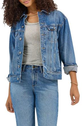 Lee Loose Rider Denim Trucker Jacket in Mid Chapter at Nordstrom, Size X-Large