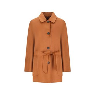 Max Mara Single-Breasted Coats, female, Brown, 2XS, Lembi Single-Breasted Coat