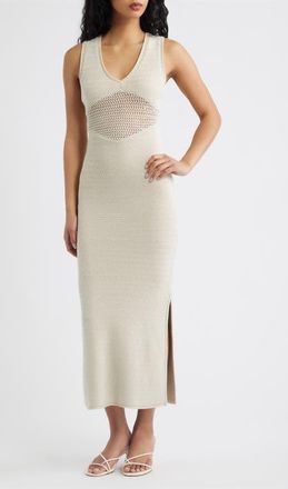 Ronny Kobo Melanie Crochet Body-Con Midi Dress in Almond/White at Nordstrom, Size X-Small