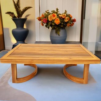 Direct Wicker Acacia Wooden Garden Coffee Table, Outdoor Patio Tea Table in Brown | Size: 1 Pack