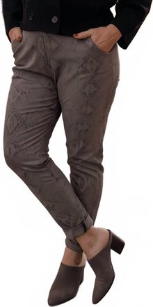 Made in Italy Snake Print Italian Magic Pants In Dark Taupe
