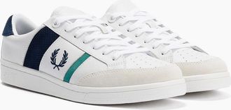 Fred Perry Mens Fred Perry B725 Leather Suede Mens White/Navy/Mint Trainers - Size: 11