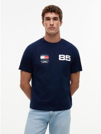 Tommy Hilfiger Mens Relaxed Fit Retro Soccer T-Shirt - Light Navy - XL