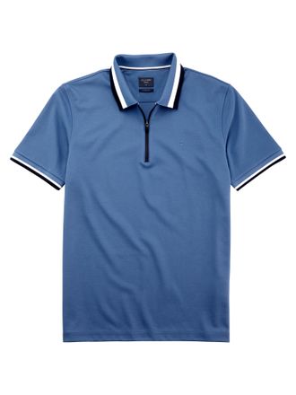 Olymp Poloshirt OLYMP OLYMP Wirk Casual, Herren, Gr. S, blau (rauchblau), Jersey, Obermaterial: 51% Baumwolle, 49% Polyester, regular fit, Shirts Poloshirt