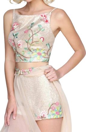Sherri Hill Sequin Two-Piece Dress In Nude/multi