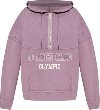 Golden Goose Felpa con mezza zip e cappuccio - MAUVE