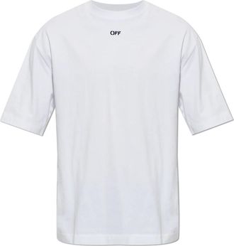 Off-white T-shirt Met Geborduurd Patroon - Heren - T-shirts - Wit - L - Katoen - Tops