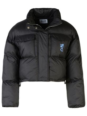 Moschino Crop Black Polyester Down Jacket