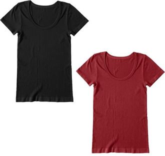 Ingrid & Isabel Seamless Maternity Rib Short Sleeve Crew Tee 2 Pack Bundle in Black/burgundy at Nordstrom, Size X-Large
