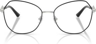 Jimmy Choo London 55mm Round Optical Glasses in Silver/Black /Demo Lens at Nordstrom