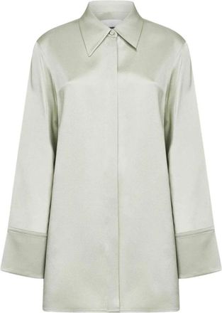 Jil Sander Shirt met verborgen knopen en puntkraag - Dames - Overhemden - Groen - S - Overhemden