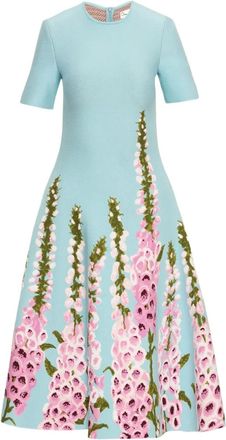 Oscar De La Renta Abito Foxglove jacquard - Blu