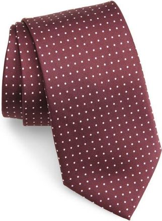 Clifton Wilson Polka Dot Silk Tie in Maroon at Nordstrom