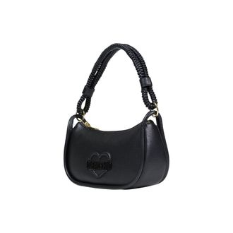 Love Moschino Womens Embossed Logo Shoulder Bag Black Polyurethane