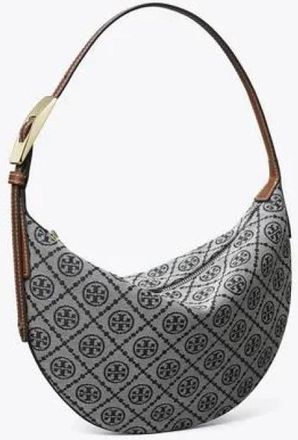 Tory Burch Tassen, Dames, Grijs, ONE Size, Katoen, T Monogram Small Balloon Bag