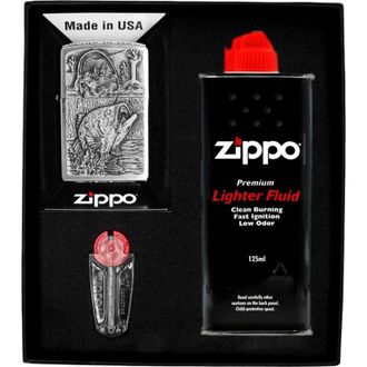 OEM Juego De Regalo De Encendedor Zippo Con Emblema De Pesca N.&deg; 1