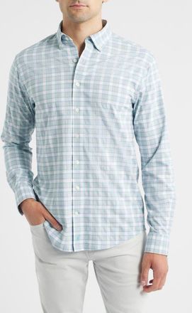 Johnnie-O Gatlin Check Performance Button-Up Shirt in Light Gray at Nordstrom, Size Xx-Large