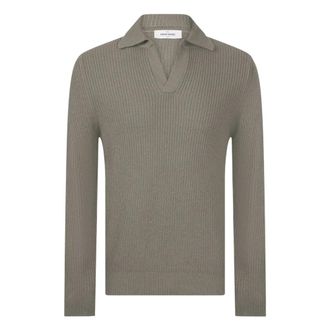 Gran Sasso Ribbed Polo Knit - Heren - Truien - Groen - Maat: M Wol