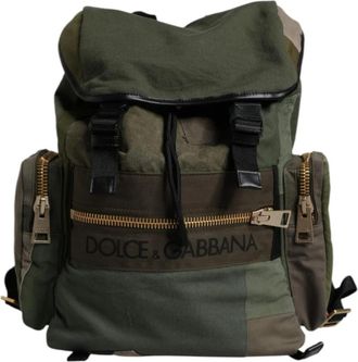 Dolce & Gabbana Patchwork Rugzak Multi Compartiment - Heren - Rugzakken - Groen - ONE Size - Katoen - Tassen