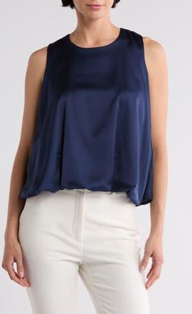 Renee C Bubble Hem Satin Top in Navy at Nordstrom Rack, Size X-Large