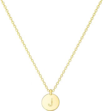 House of Frosted Initial Pendant Necklace in Yellow Gold - J at Nordstrom Rack, Size 16