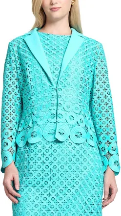 Ming Wang Ming Wang Geometric Lace Cutout Woven Jacket