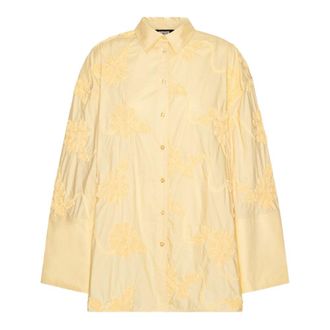 Rotate ROTATE Birger Christensen, Shirts, female, Beige, Size: XS Flower Oversized Shirt