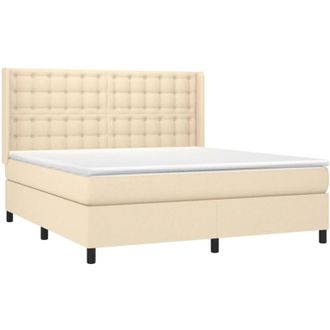 vidaXL Vidaxl - Cama Box Spring Con Colch&oacute;n Tela Color Crema 160x200 Cm