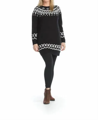 Papillon Fair Isle Knit Sweater Dress In Black
