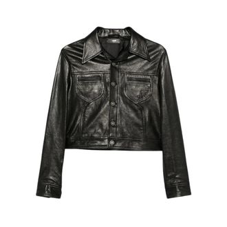 Amiri Western Jacket - Dames - Leren en Su&egrave;de Jassen - Zwart - S - Leer - Jassen