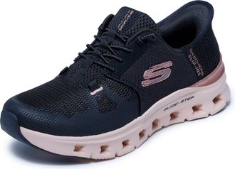 Skechers Womens Glide-Step Pro Radiant Stride Slip-On Sneakers, Black Mesh/Rose Gold Trim, 4.5 UK