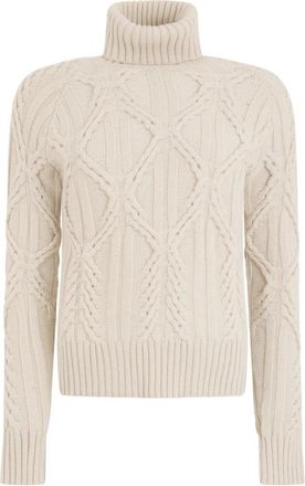 Moorer Anna Trui met Hoge Kraag - Dames - Cashmere truien - Beige - XS - Kasjmier - Truien & Vesten
