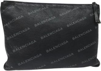 Balenciaga Pre-owned Clutches, female, Black, Size: ONE SIZE Pre-owned Vintage Leather Clutch