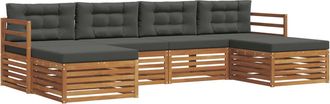 vidaXL Conjunto De Sof&aacute;s De Exterior 6 Uds. Natural Y Antracita Vidaxl