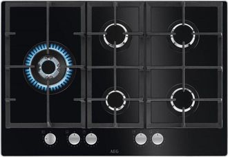 AEG Placa Gas Aeg Hkb75820nb 5 Zonas Cristal Negro 75cm