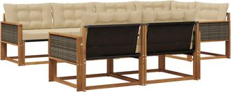 vidaXL Conjunto De Sof&aacute;s De Exterior 7 Uds. Natural Y Beige Vidaxl