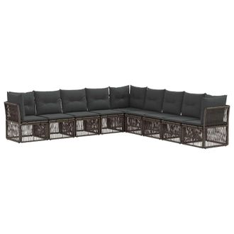 vidaXL Conjunto De Sof&aacute;s De Jard&iacute;n 9 Pcs Gris Rat&aacute;n Sint&eacute;tico Vidaxl
