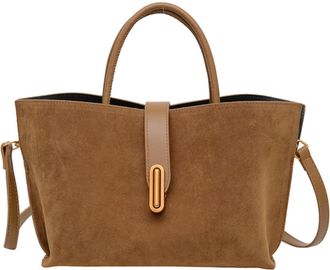 Generic Suede Tote Bag for Women, Large Capacity Brown Suede Slouchy Bag, Fall Purse, Brown Handbag, Frosted Casual Shoulder Bag with Small Purse for Work