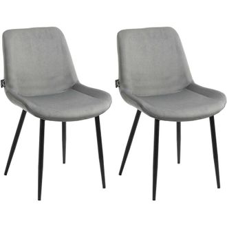 Clp Clp - Set De 2 Sillas De Comedor Victoria En Terciopelo Gris