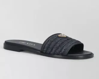 Prada raffia heeled slides