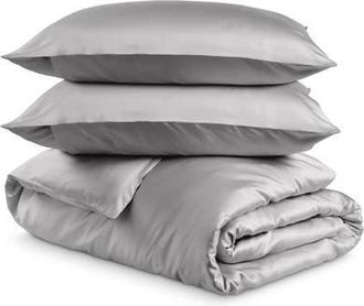 Bare Home Cooling Rayon Duvet Cover Set in Light Grey at Nordstrom, Size California King