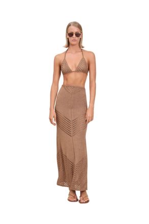 Devon Windsor Bria Metallic Knit Skirt In Truffle